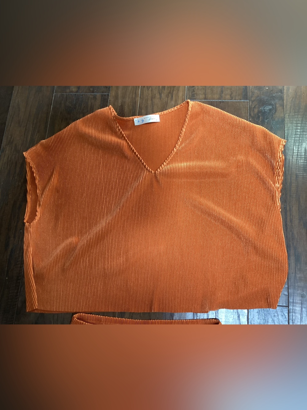 Two-Piece Ribbed Silky Polyester Set in Rust Copper L - Picture 7 of 7